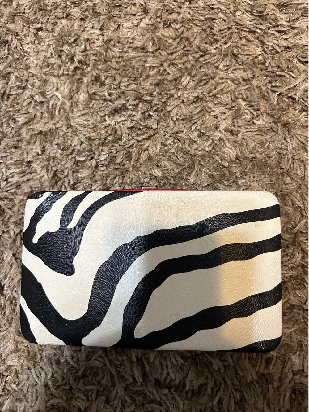 Zebra Print Envelope Wallet with Red Interior
